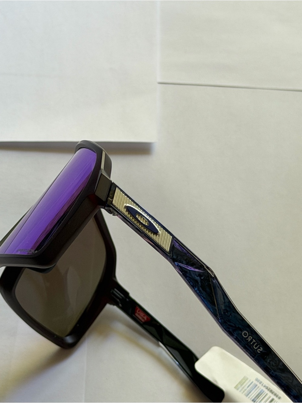 Oakley Mirrored Sutro Shield Sunglasses in Blue-Purple Gradient. - Picture 5 of 5